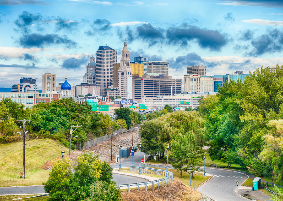 Hartford's skyline as seen from a distance.