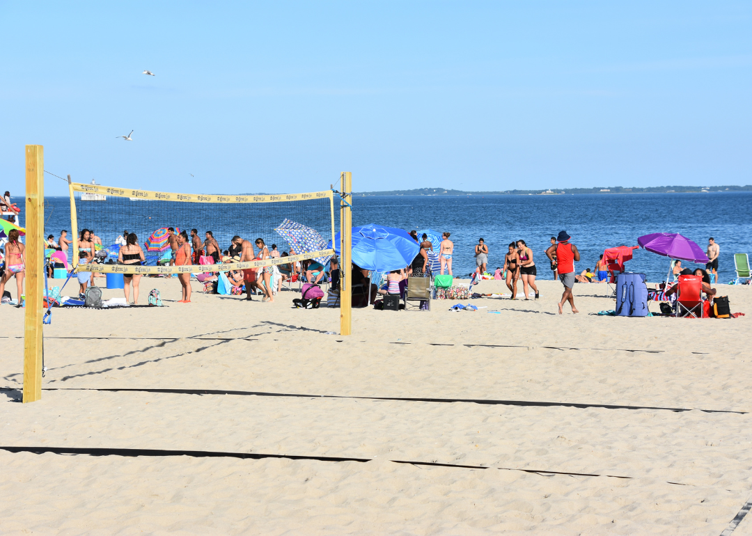The beach on a sunny day in New London.