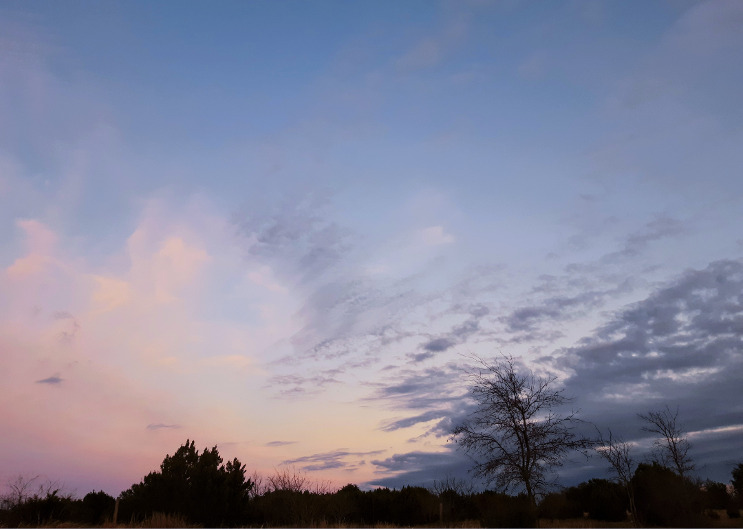 A beautiful country sky just before dusk near Hico, Texas.