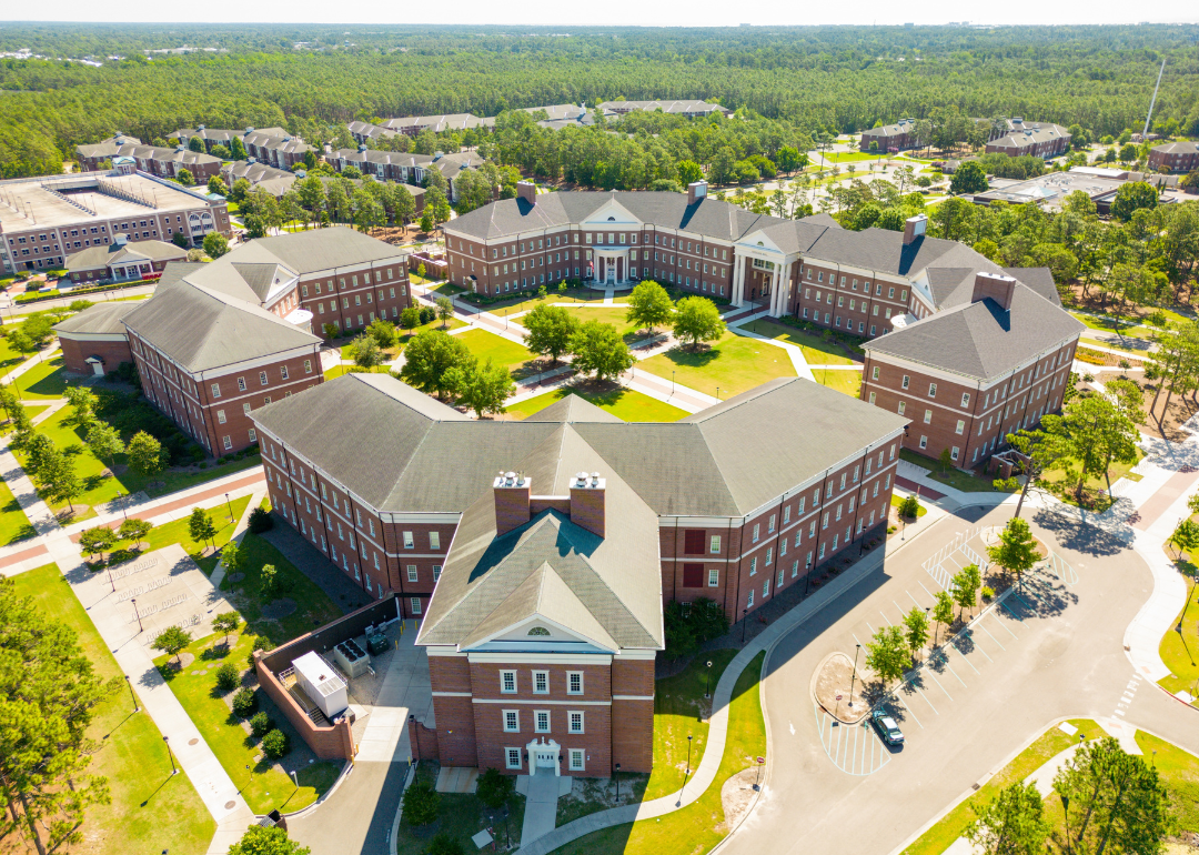 An aerial view of the campus at the University of North Carolina - Wilmington.