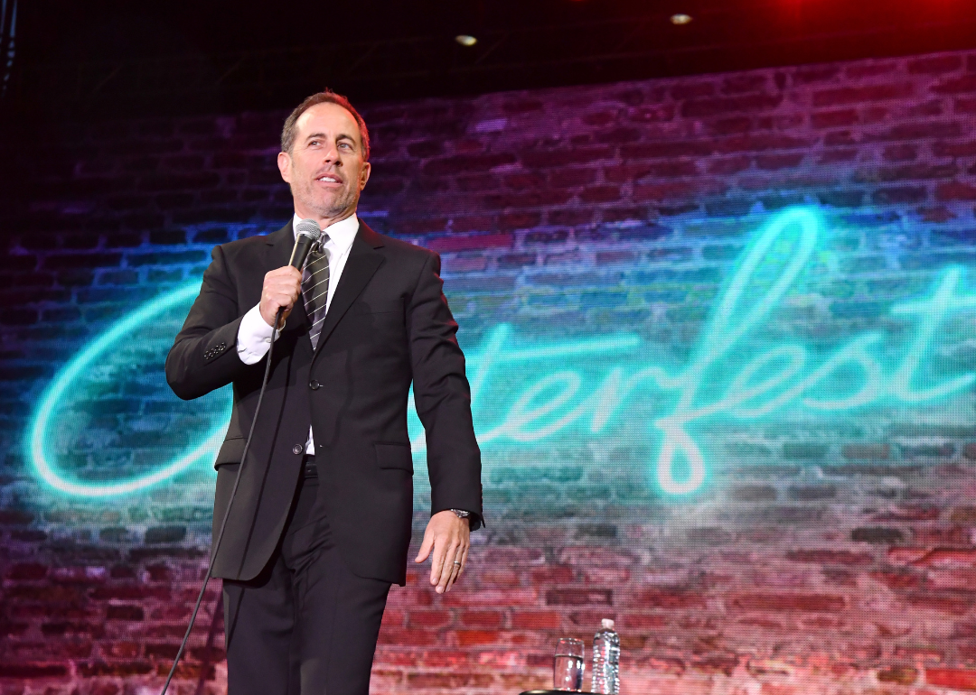 Comedian Jerry Seinfeld performing onstage at the Colossal Stage during Colossal Clusterfest at Civic Center Plaza and The Bill Graham Civic Auditorium on June 4, 2017, in San Francisco, California.