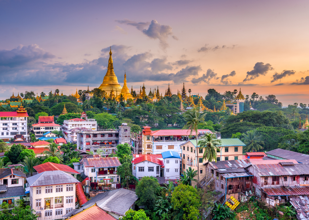 The skyline of Yangon, Myanmar