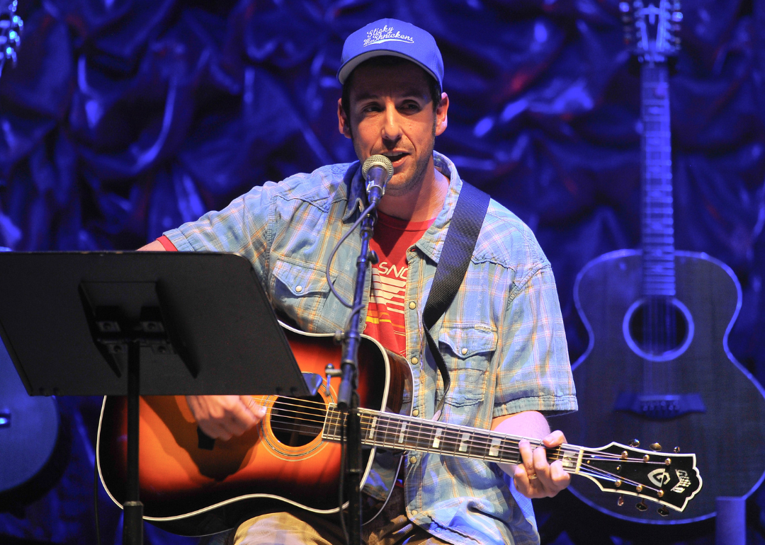 Adam Sandler performing at the 2nd Annual "Acoustic-4-A-Cure" Benefit Concert at The Masonic Auditorium on May 15, 2015, in San Francisco, California.