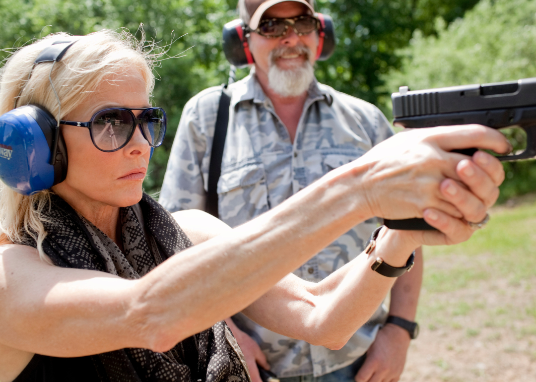 Ted and his wife Shemane Nugent shooting guns on their 1,200 acre ranch in Concord.