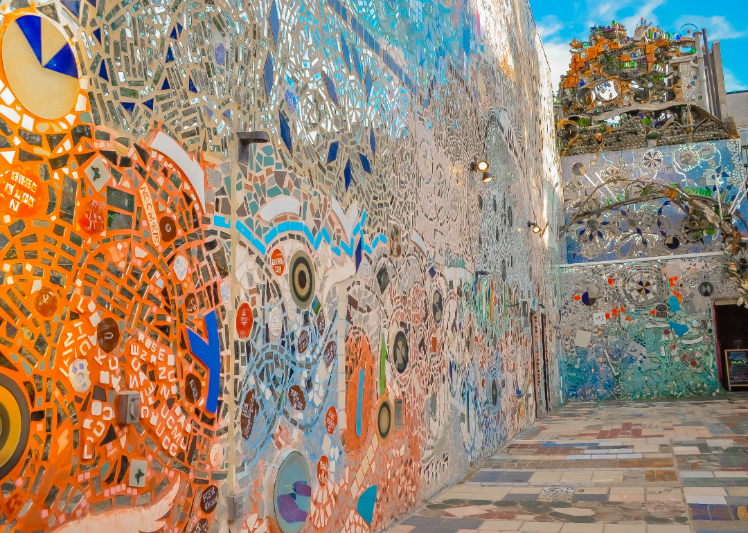 Colorful tiled installations at Philadelphia's Magic Gardens.