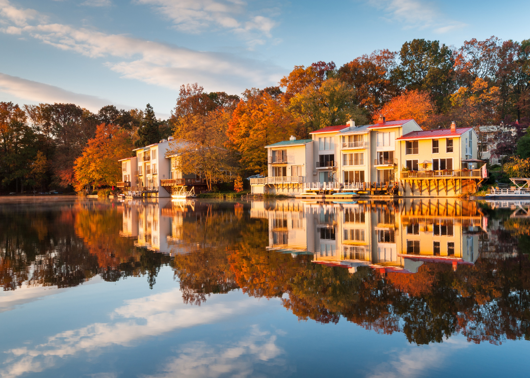 Luxury lakefront townhomes on Lake Anne in Reston.