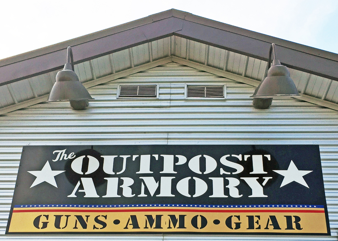 The sign for a large Nashville area gun shop and armory.