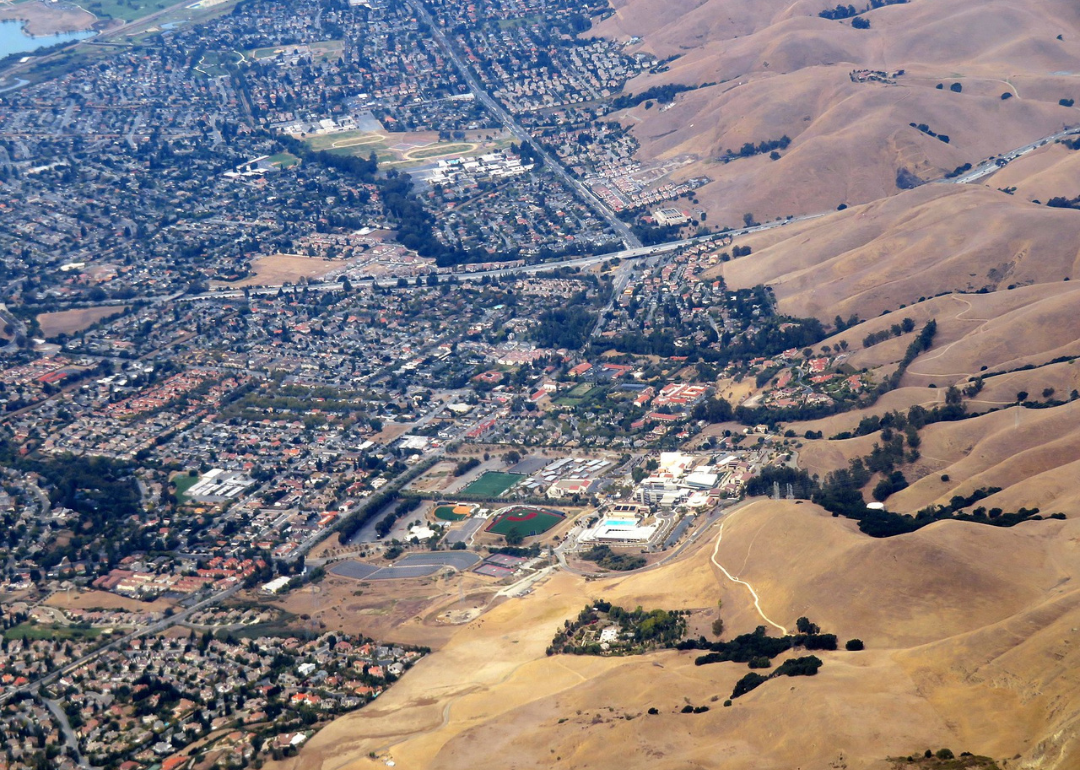 An aerial view of Ohlone College's campus.