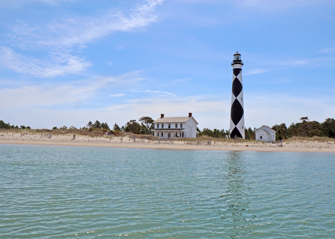 A lighthouse on the coastline