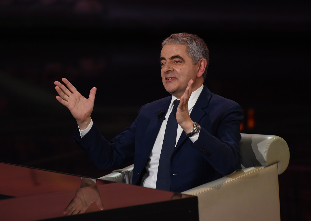 Rowan Atkinson appearing on the 'Che Tempo Che Fa' television show at Rai Milan Studios on October 7, 2018, in Milan, Italy.