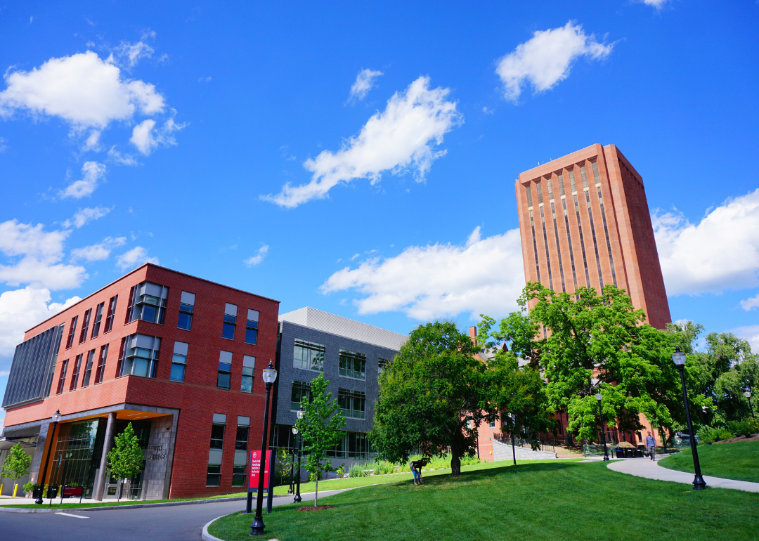 A University of Massachusetts (UMASS) Amherst campus landscape.