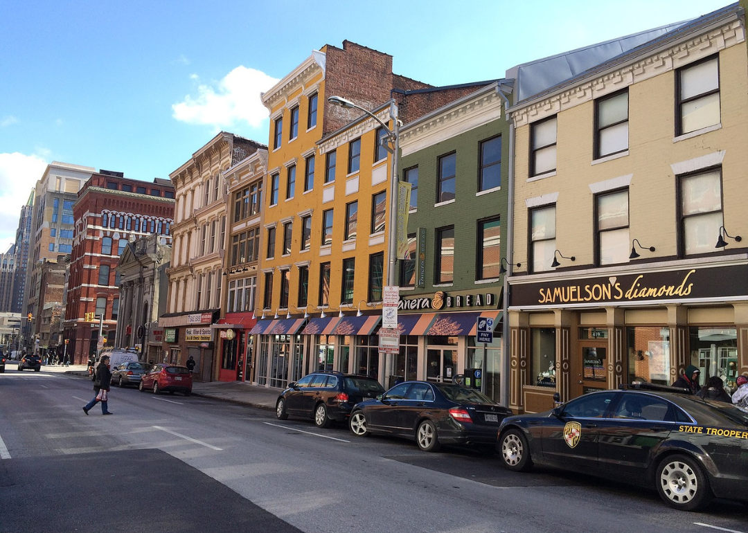 The 400 block of W. Baltimore Street (south side), Baltimore, Maryland.