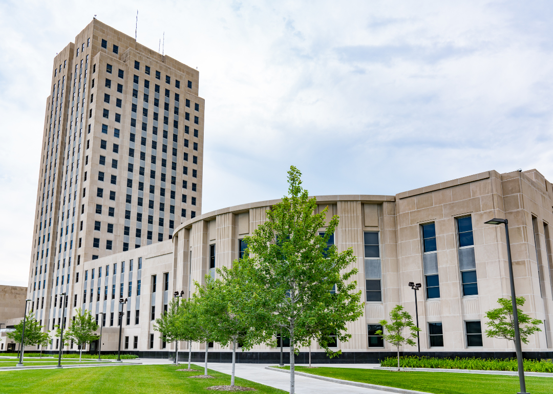 The exterior of the North Dakota State Capitol.