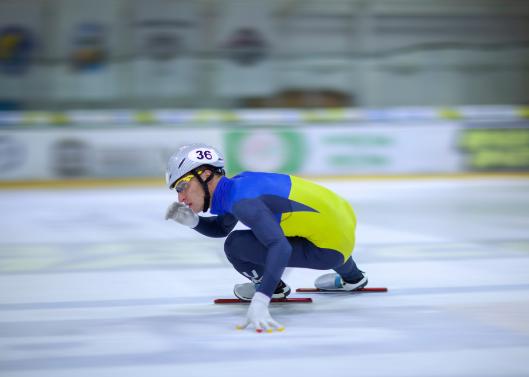 A man speed skating