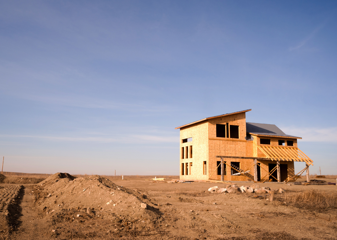 A home being constructed in rural North Dakota.