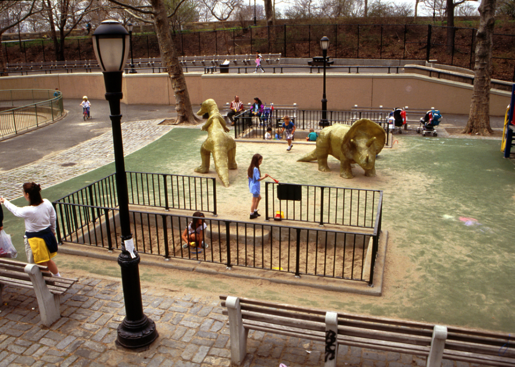Dinosaur playground in Riverside Park