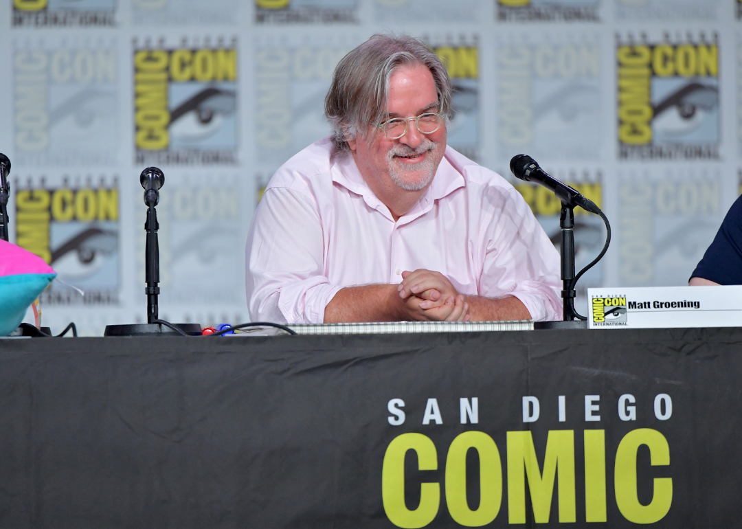 Matt Groening speaking at "The Simpsons" Panel during 2019 Comic-Con International at San Diego Convention Center on July 20, 2019, in San Diego, California.