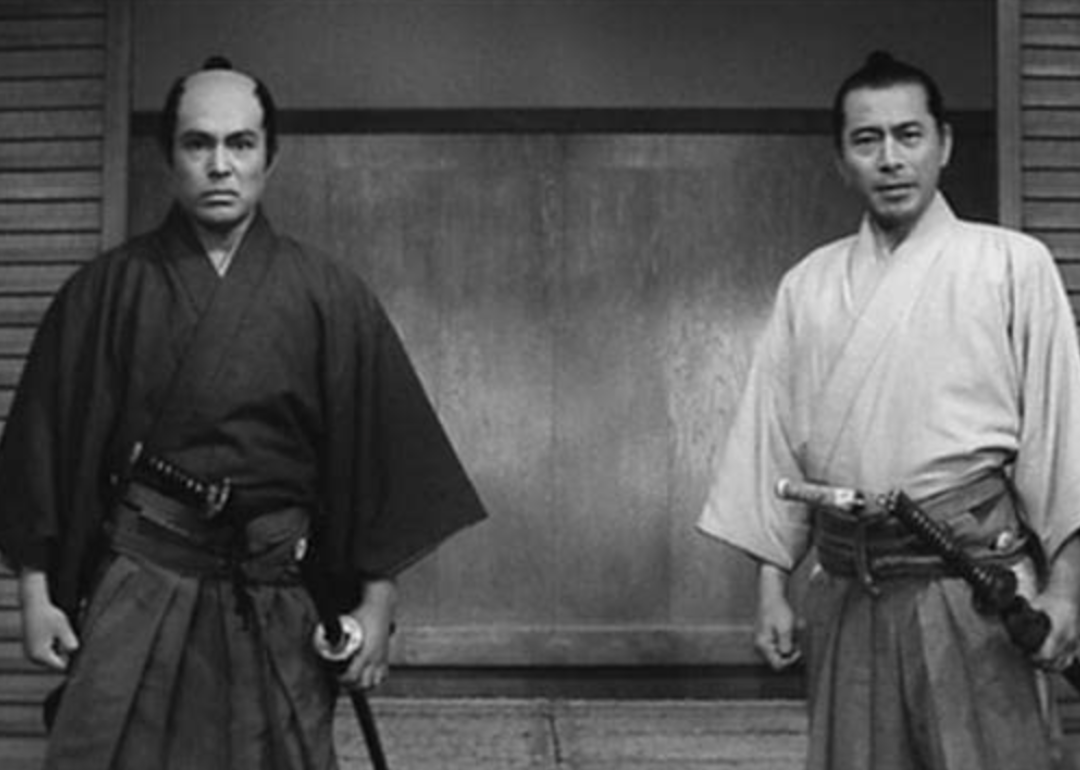 Toshirô Mifune and Gô Katô in Samurai Rebellion.