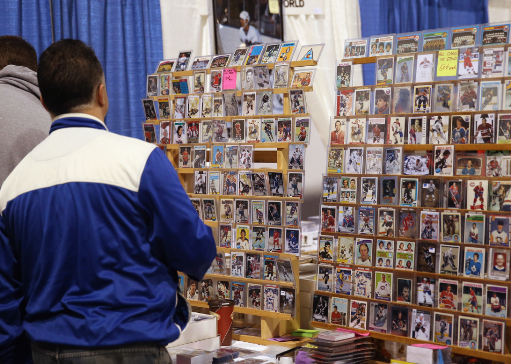 Trading cards on display for sale 