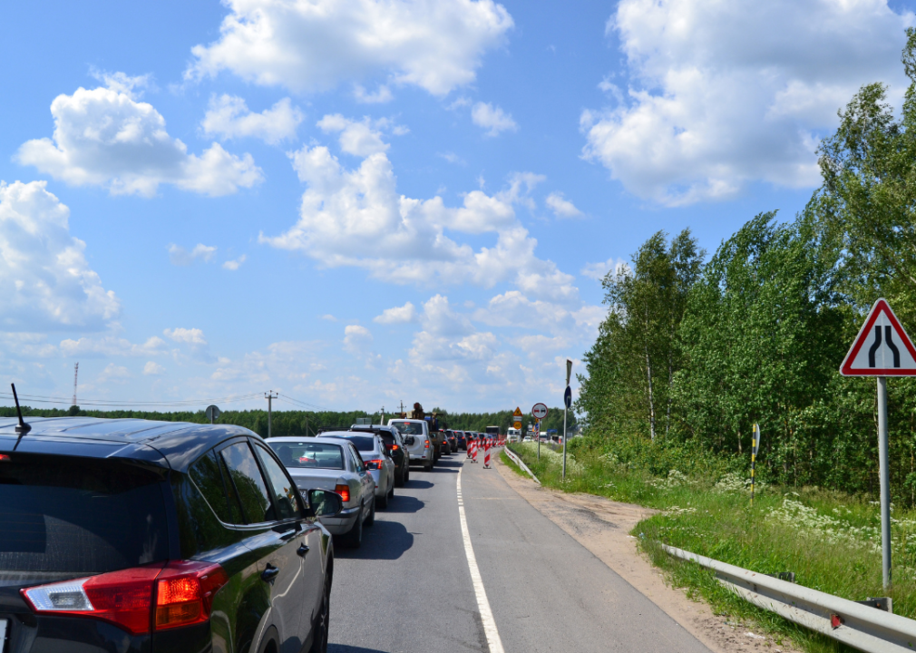 Cars stuck in a traffic jam