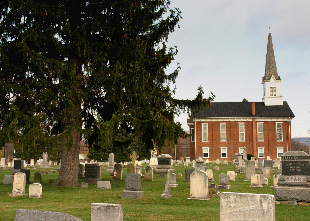 An old church and graveyard in Boalsburg.