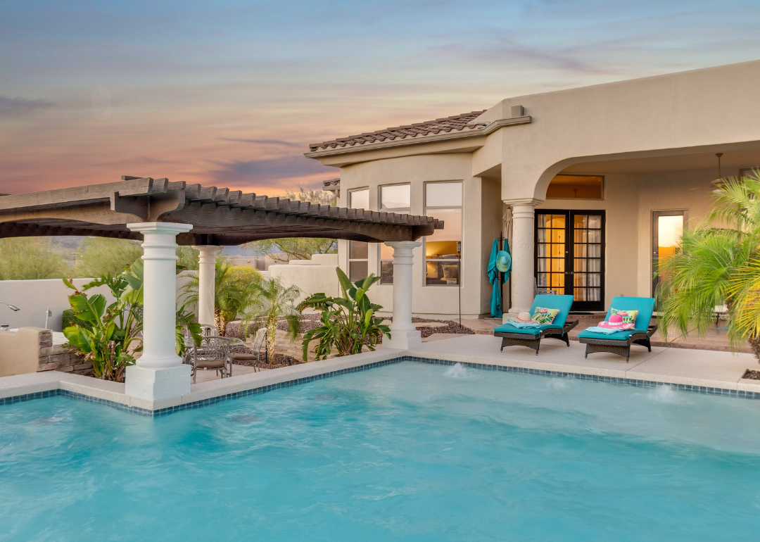 A new construction luxury home with a pool in Scottsdale.