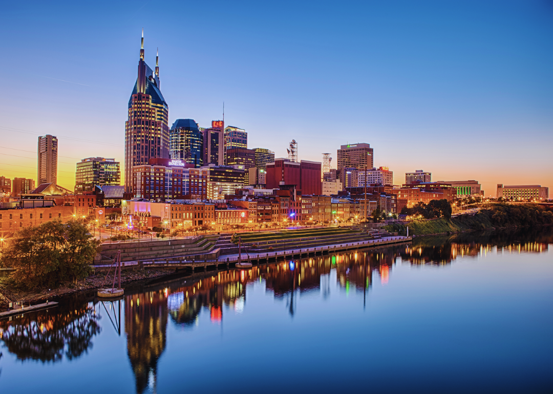 The skyline of downtown Nashville, Tennessee.