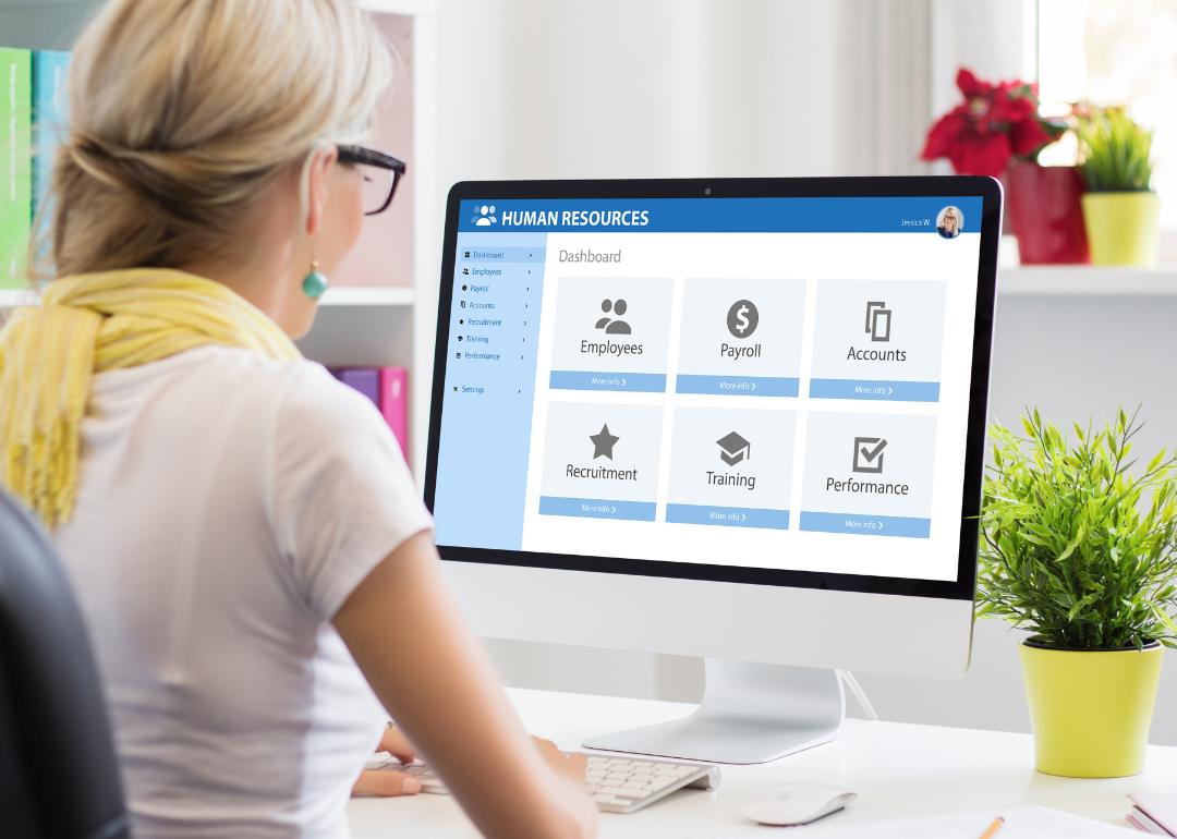 A human resources worker using a payroll software.