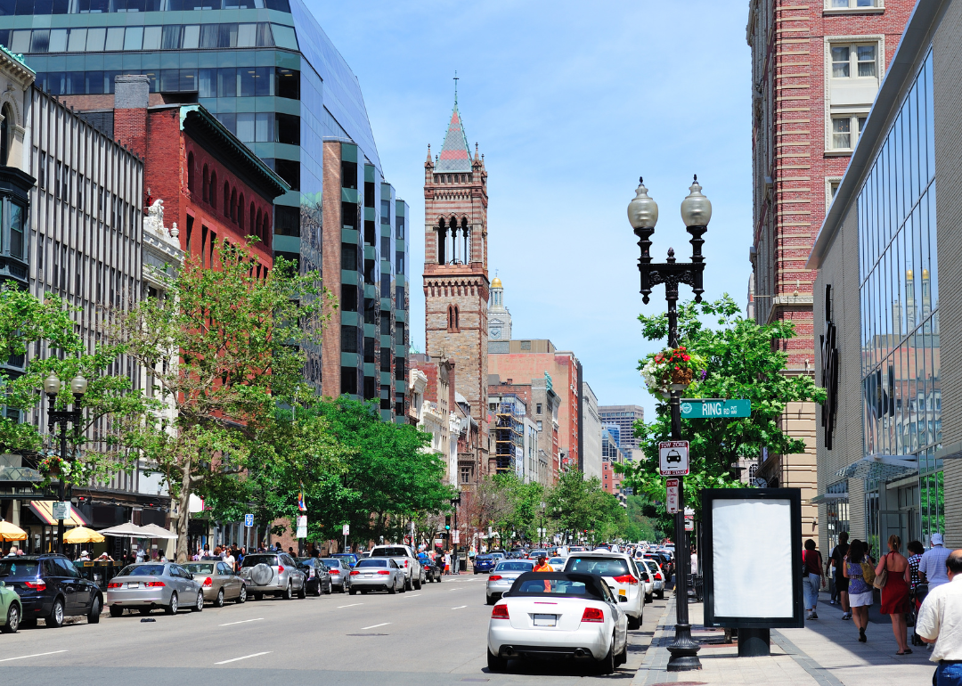 A street view of Boston, Massachusetts.
