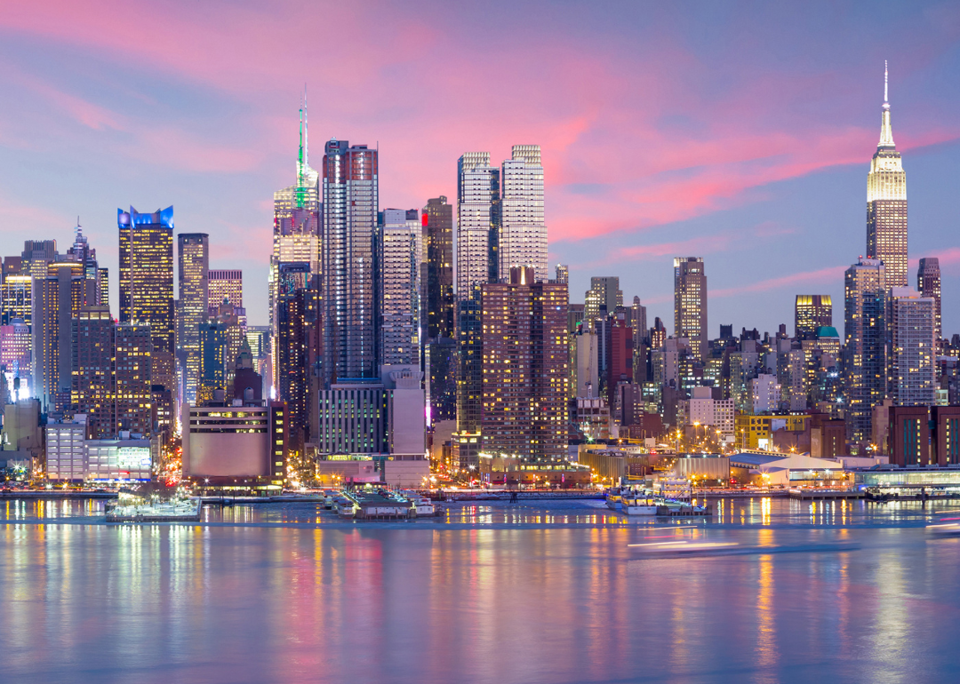 The New York City skyline.