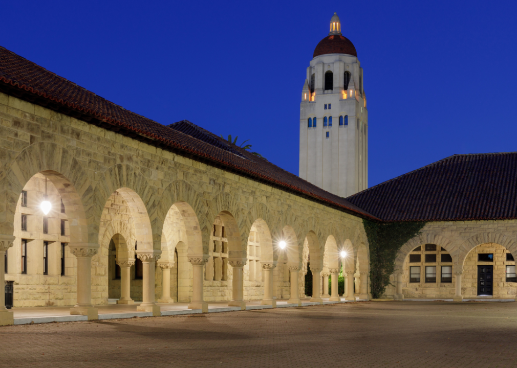 Hoover Tower and campus buildings at Stanford University