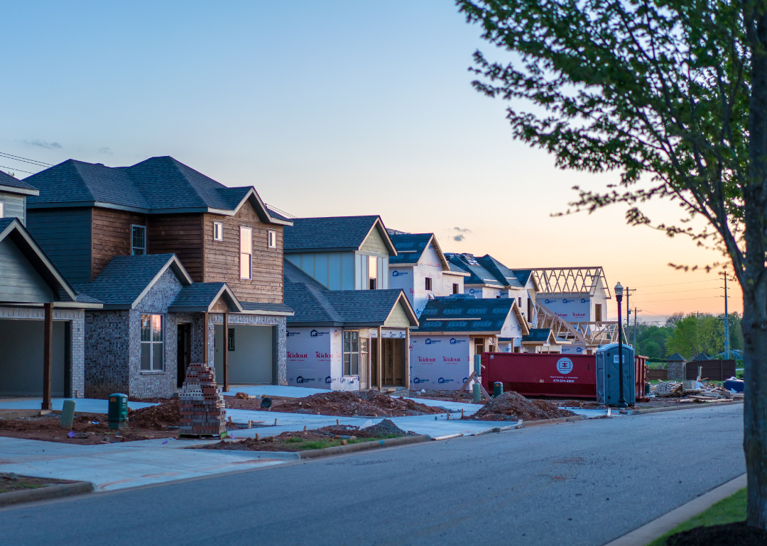 New residential housing construction in suburban neighborhood in Bentonville.