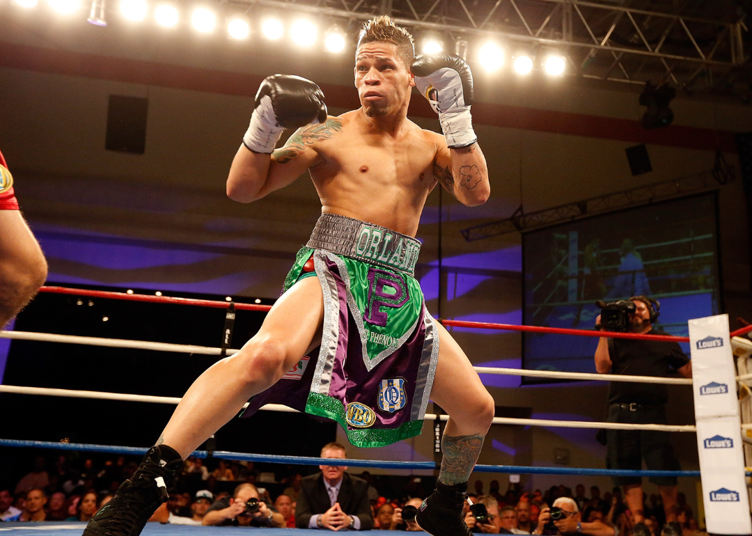 Boxer Orlando Cruz preparing to box at Kissimmee Civic Center on October 19, 2012, in Kissimmee, Florida.