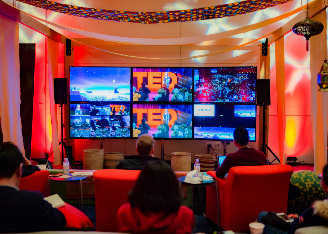 Attendees watching a live talk via lounge at TED 2018.