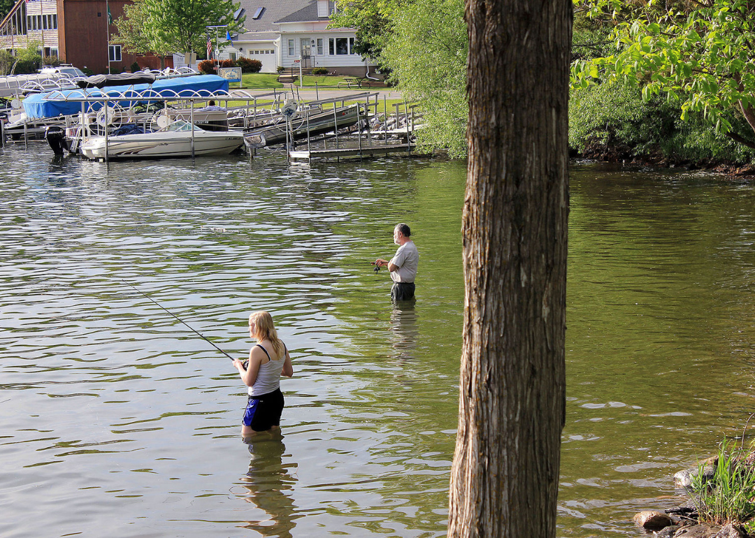 Two people fishing in southern Wisconsin.