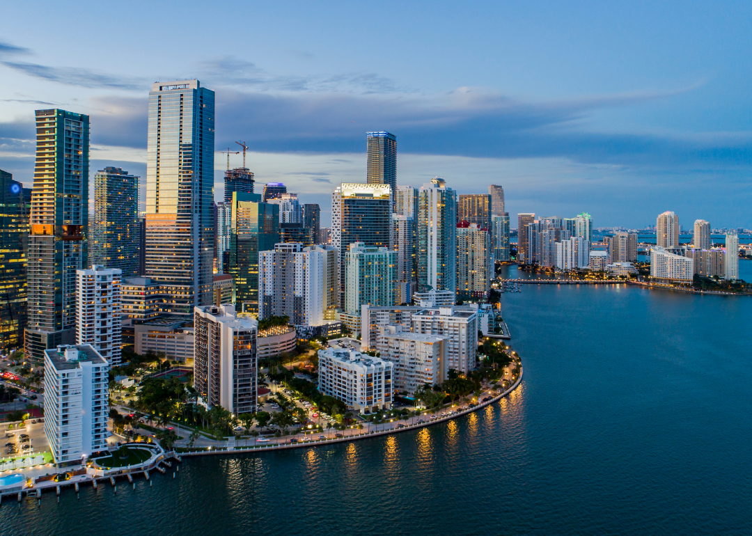 Downtown Miami's skyline at night.