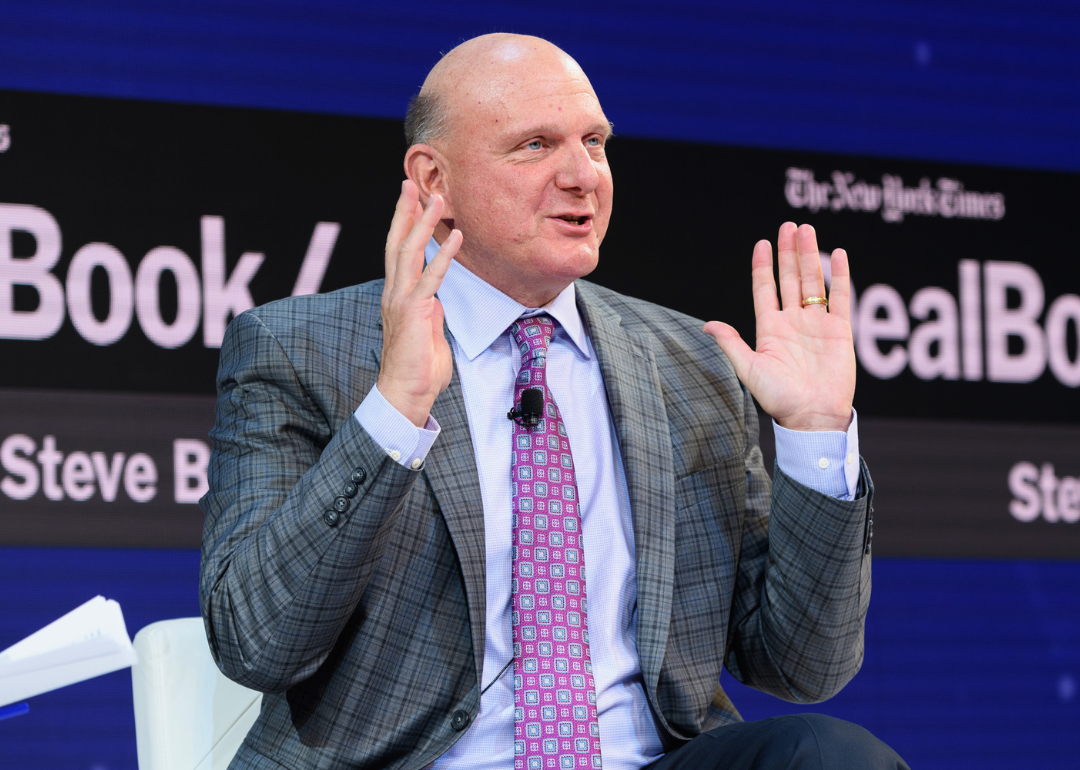 Steve Ballmer speaking onstage during the 2018 New York Times Dealbook on November 1, 2018, in New York City.