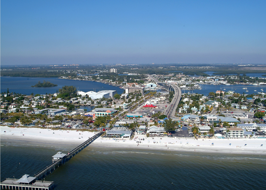 An aerial view of Fort Myers Beach.