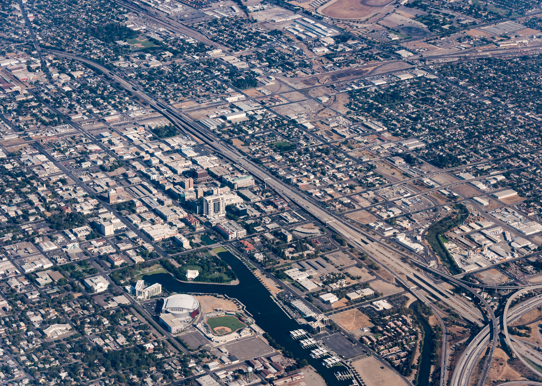 An aerial view of Stockton.