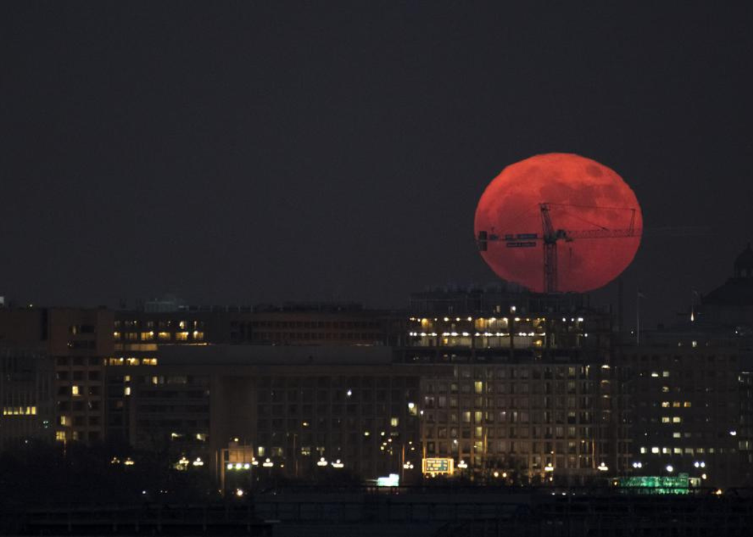 A supermoon rising on Sunday, Dec. 3, 2017, in Washington. 