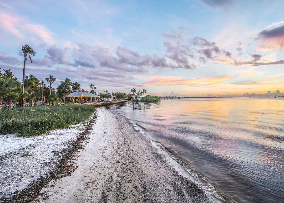 Aerial view of a beach in Charlotte Harbor, Florida.