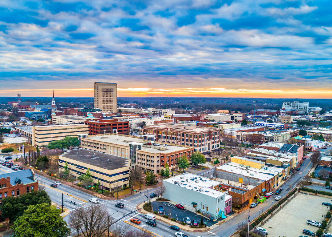 An aerial view of Spartanburg, South Carolina.
