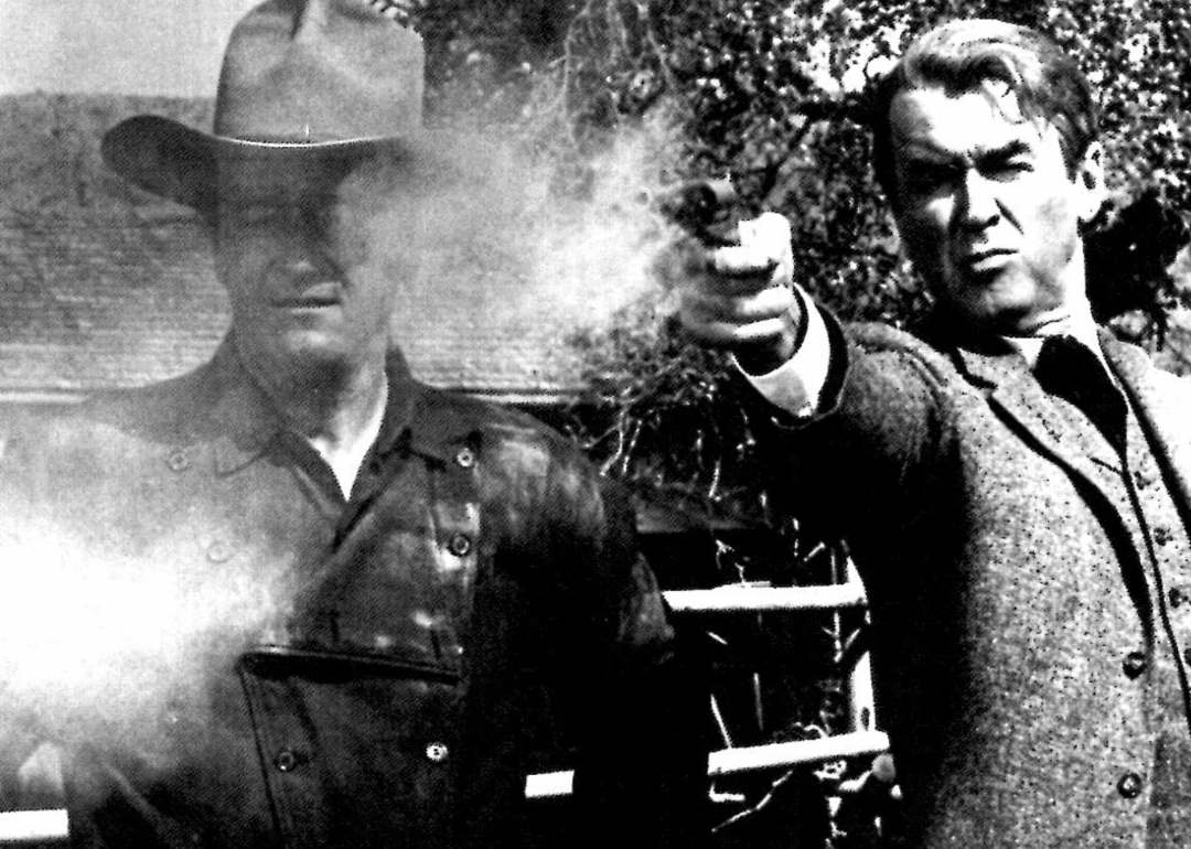 James Stewart and John Wayne in "The Man Who Shot Liberty Valance."