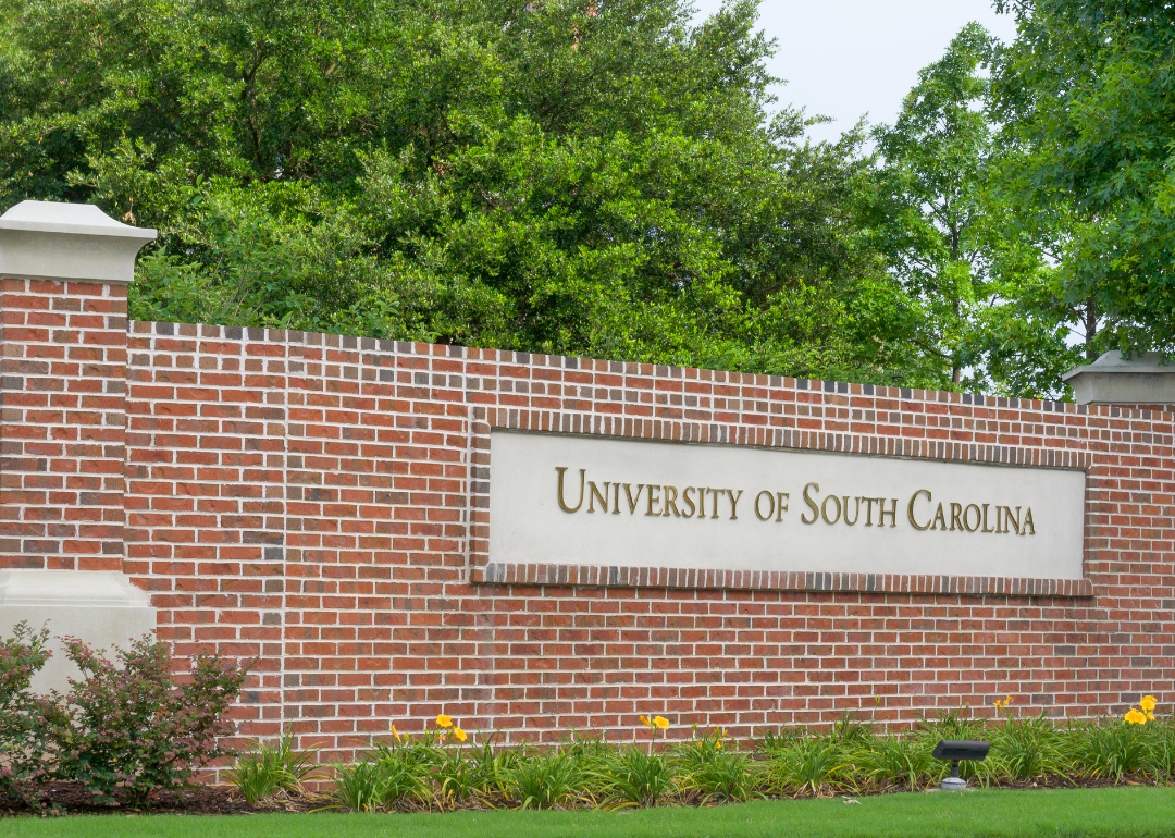 The entrance sign for the campus of the University of South Carolina.