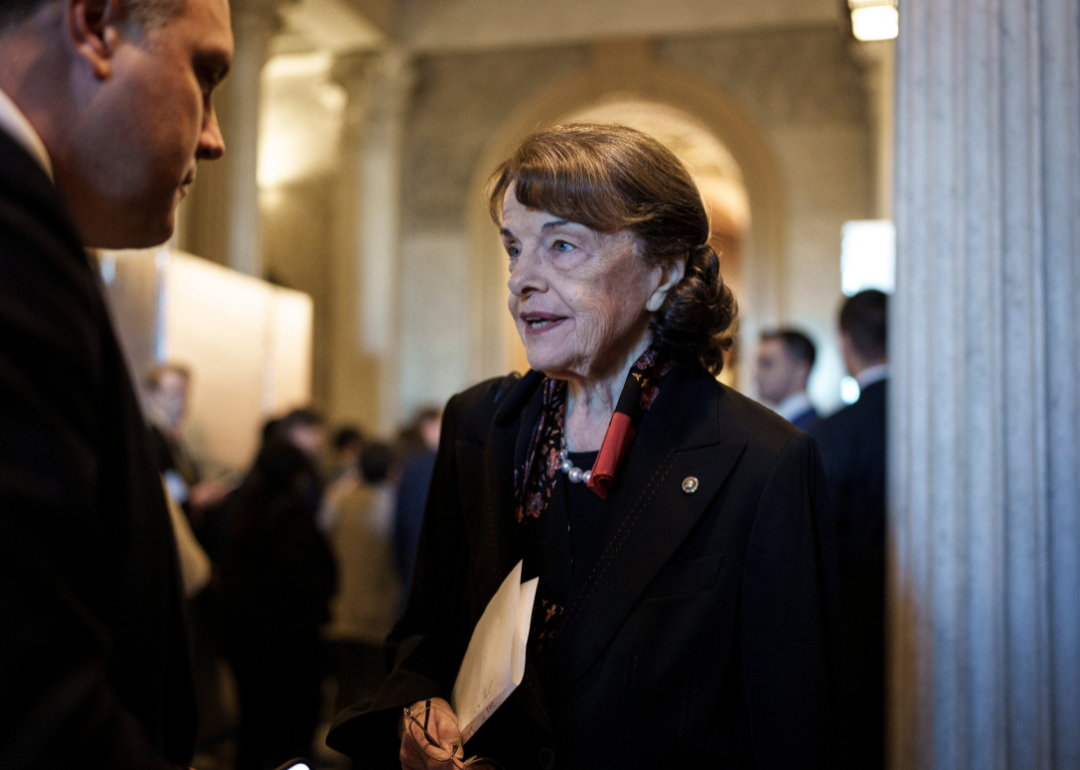 Sen. Dianne Feinstein (D-CA) leaves the Senate floor after voting yes on a procedural vote on federal legislation protecting same-sex marriages, at the U.S. Capitol on November 16, 2022.