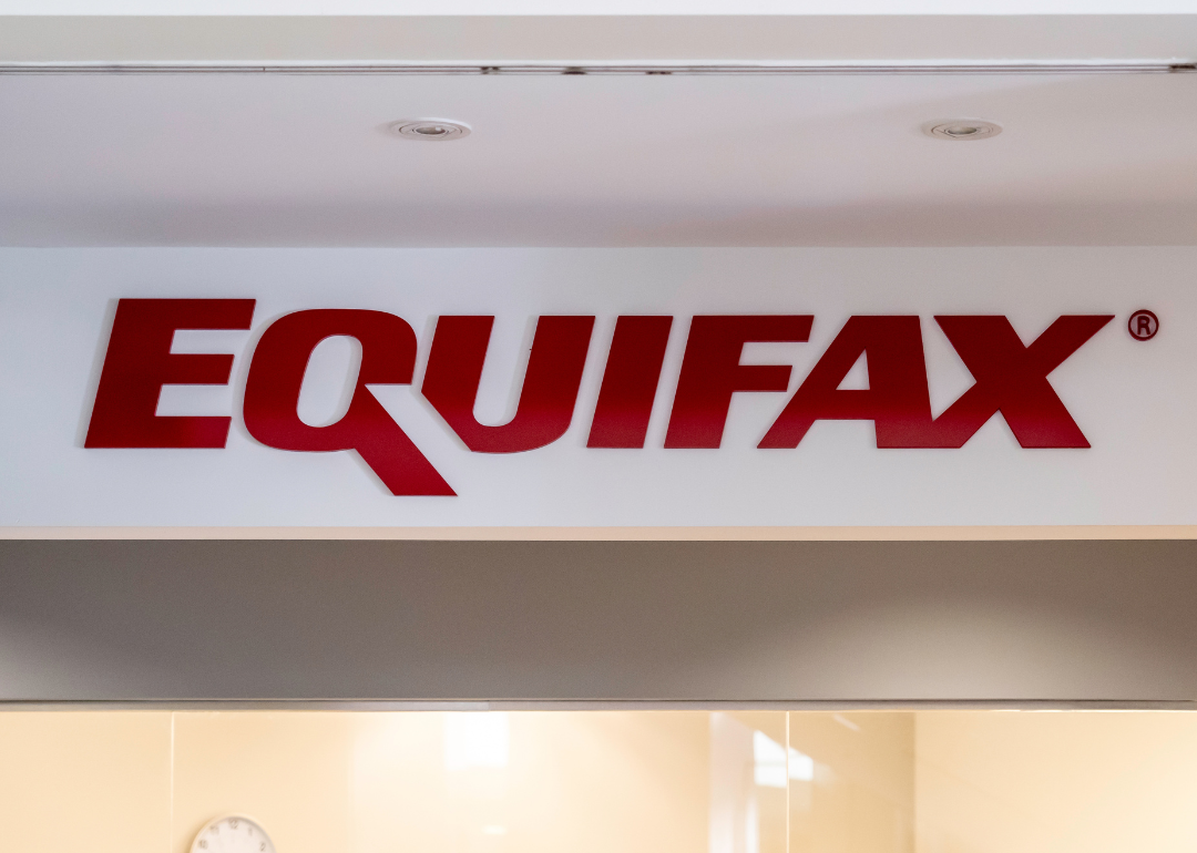 Sign reading Equifax at Equifax's head office in Toronto.