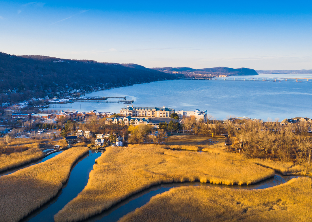 An aerial view of Piermont, New York.