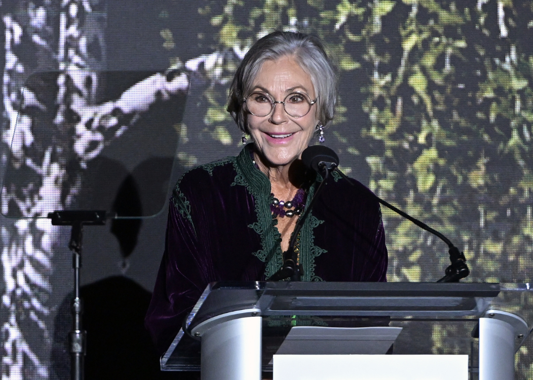 Alice Walton speaking onstage during the Getty Medal Dinner 2022 at Getty Center on October 03, 2022, in Los Angeles, California. 