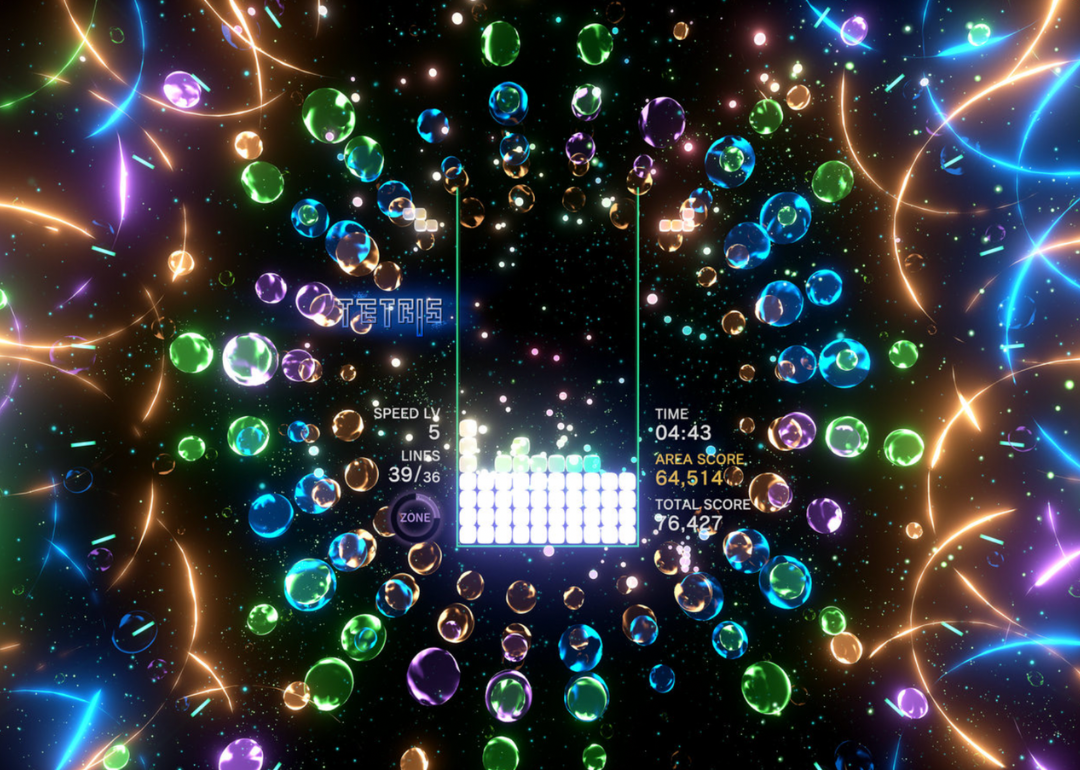 A still from Tetris Effect: Connected.