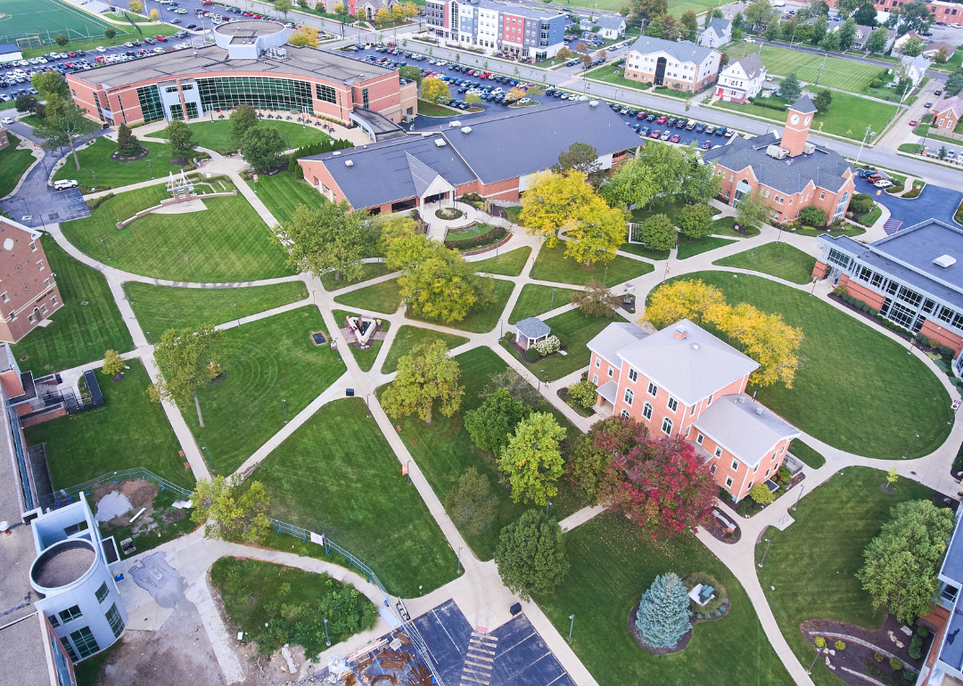 An aerial view of Indiana Tech's campus. 